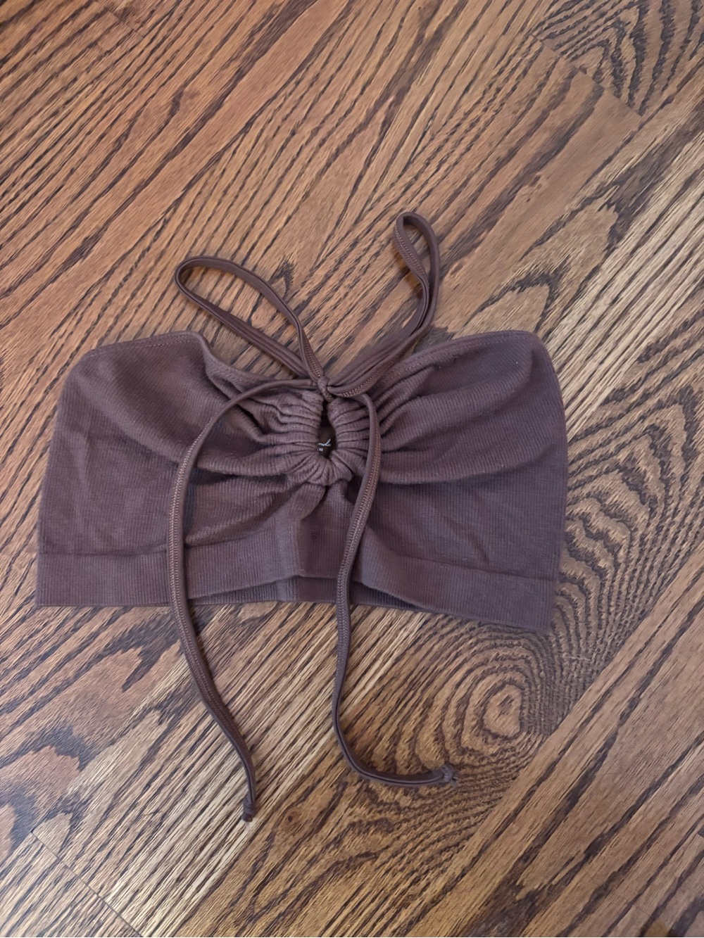 Urban Outfitters Chocolate Ribbed Drawstring Tube Top